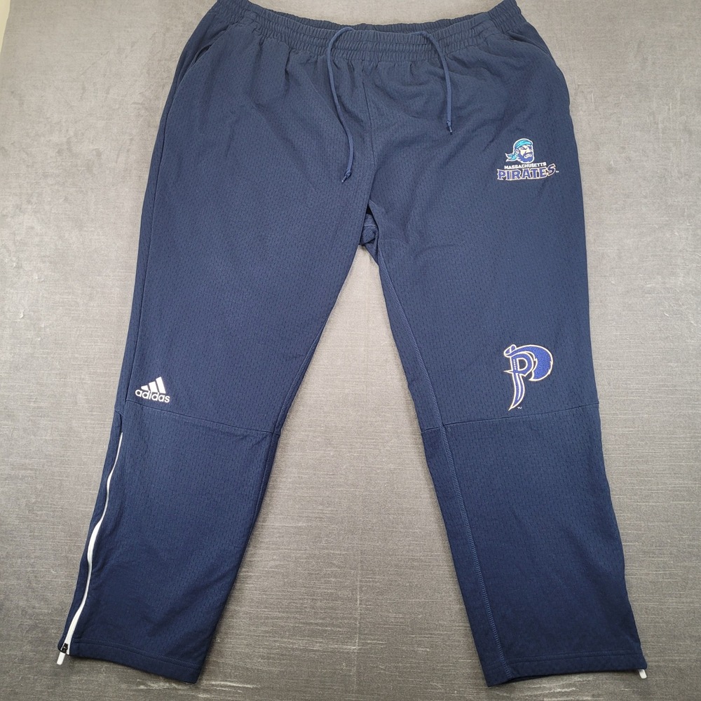 Adidas Mens 3XL Massachusetts Pirates IFL Navy Blue Mesh Training Pants Zip Cuff